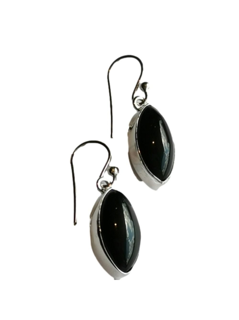 Sterling silver black onyx dangle drop earrings ๐